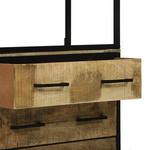 Highboard με συρτάρι Καφέ 70 x 35 x 180 εκ. Στερεό ξύλο μάνγκο - Pakobazaar