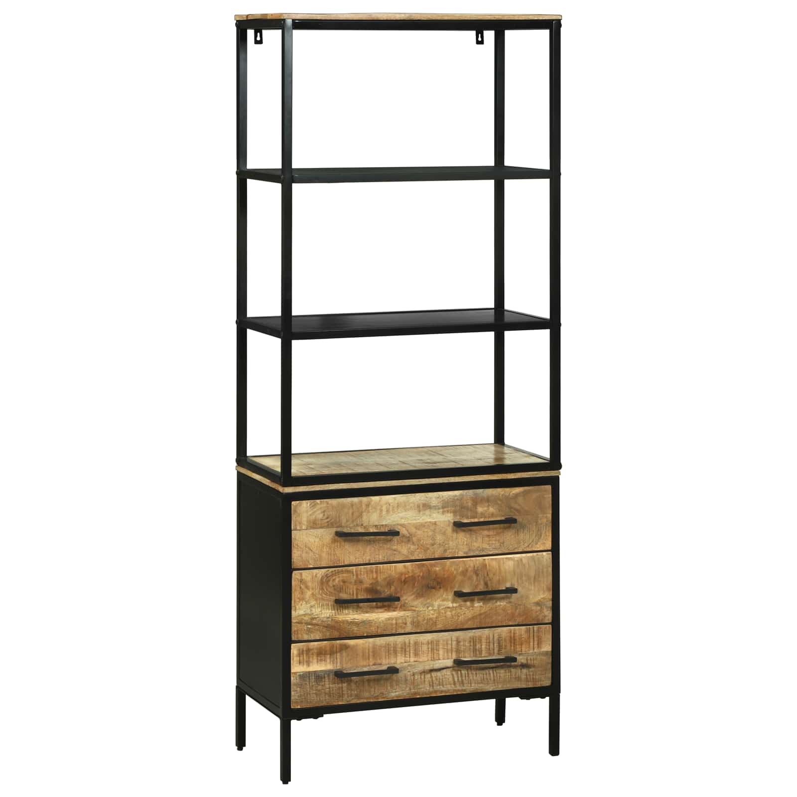Highboard με συρτάρι Καφέ 70 x 35 x 180 εκ. Στερεό ξύλο μάνγκο - Pakobazaar
