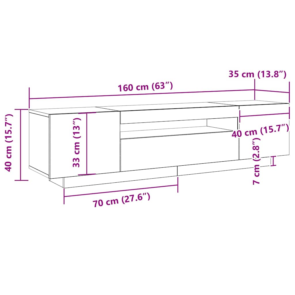 Ντουλάπι TV Μαύρο 160 x 35 x 40 εκ. Επεξεργασμένο ξύλο - Pakobazaar