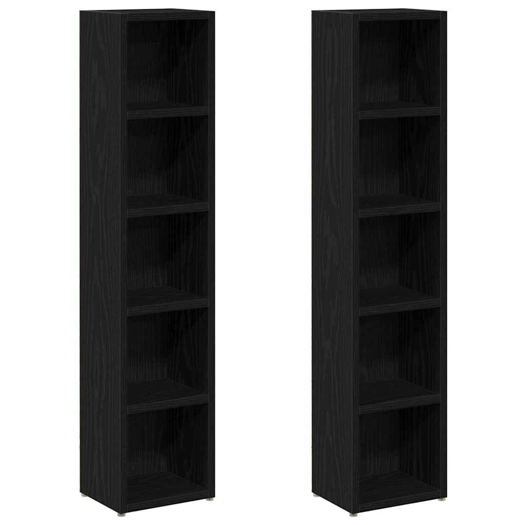 Ντουλάπια CD 2 τεμ. Μαύρο Δρυς 21x16x93,5 εκ Επεξεργασμένο Ξύλο - Pakobazaar
