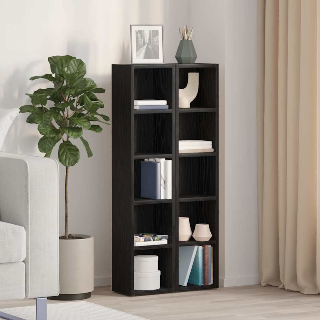 Ντουλάπια CD 2 τεμ. Μαύρο Δρυς 21x16x93,5 εκ Επεξεργασμένο Ξύλο - Pakobazaar