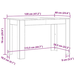 Τραπεζαρία Μαύρο Δρυς 120 x 60 x 76 εκ. από Επεξεργασμένο Ξύλο - Pakobazaar