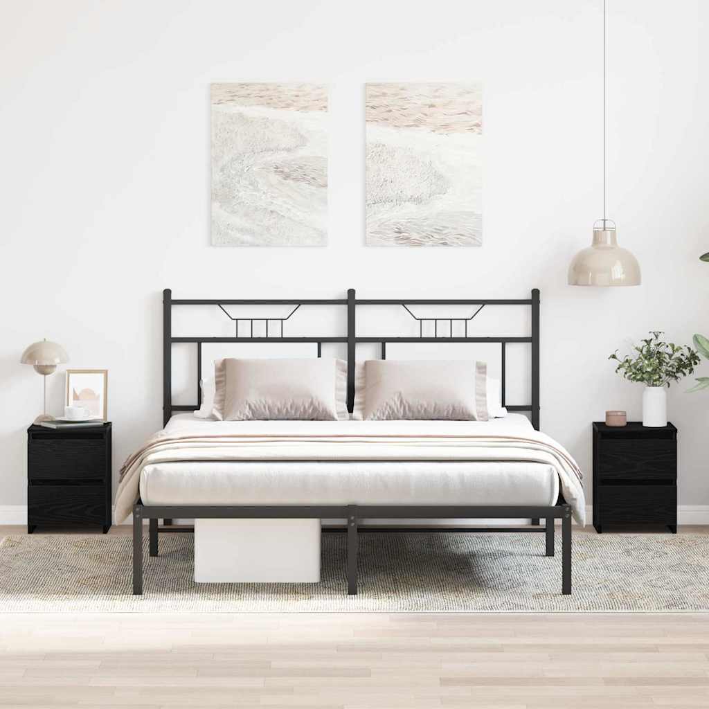 Κομοδίνο 2 pcs Μαύρη Οξυά 30 x 30 x 40 cm Επεξεργασμένο ξύλο