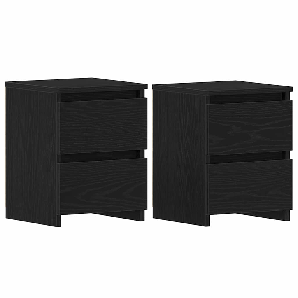 Κομοδίνο 2 pcs Μαύρη Οξυά 30 x 30 x 40 cm Επεξεργασμένο ξύλο