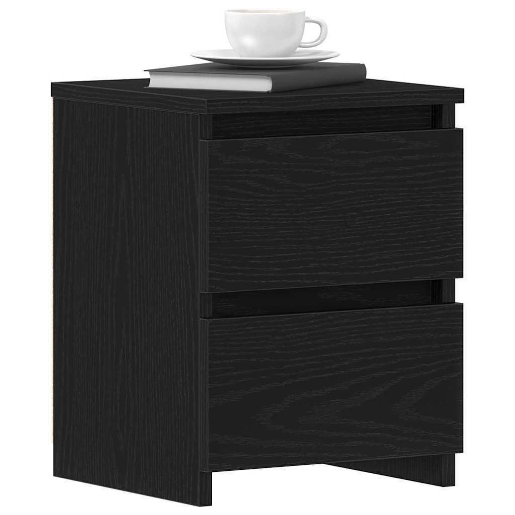 Κομοδίνο 2 pcs Μαύρη Οξυά 30 x 30 x 40 cm Επεξεργασμένο ξύλο