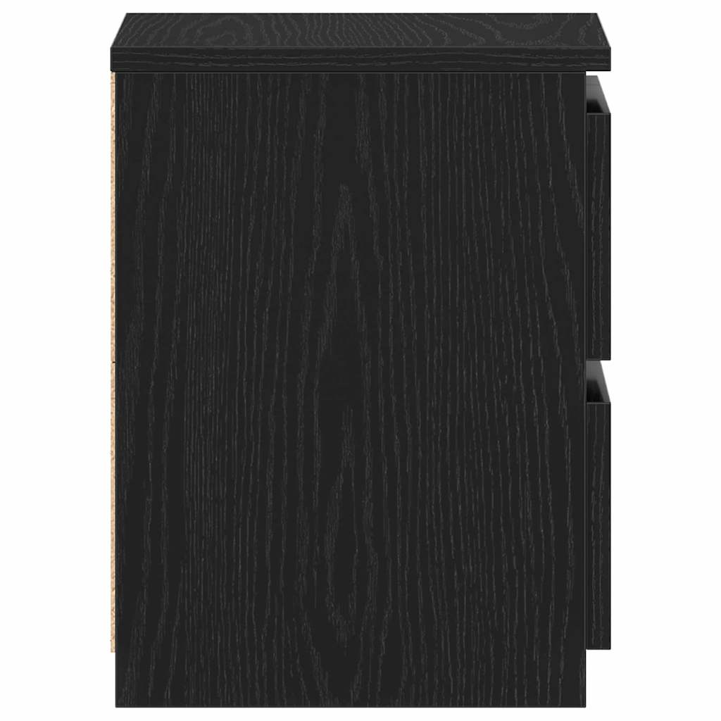 Κομοδίνο 2 pcs Μαύρη Οξυά 30 x 30 x 40 cm Επεξεργασμένο ξύλο