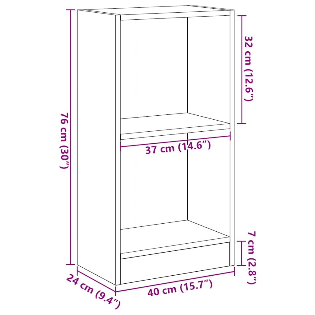 Βιβλιοθήκη Μαύρη Δρυς 40x24x76 εκ. από Τεχνητό Ξύλο - Pakobazaar