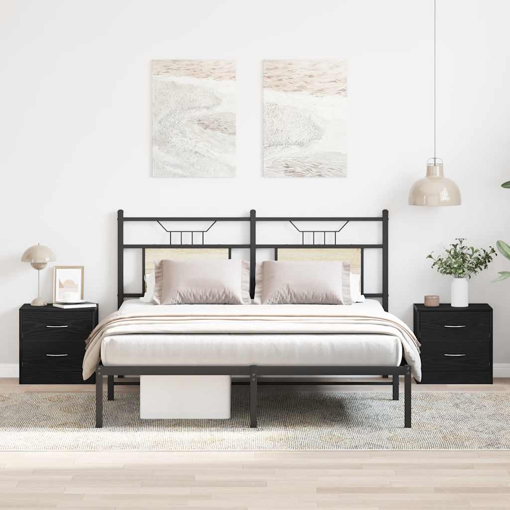 Κομοδίνα 2 τεμ. Μαύρη Δρυς 40x30x40 εκ. από Τεχνητό Ξύλο - Pakobazaar