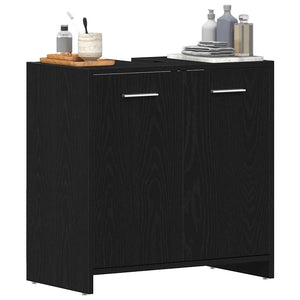 Ντουλάπι Νιπτήρα Μπάνιου Μαύρο Δρυς 60x33x60 εκ. Επεξ. Ξύλο - Pakobazaar