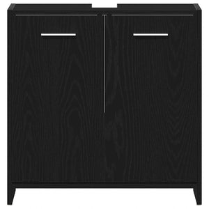 Ντουλάπι Νιπτήρα Μπάνιου Μαύρο Δρυς 60x33x60 εκ. Επεξ. Ξύλο - Pakobazaar