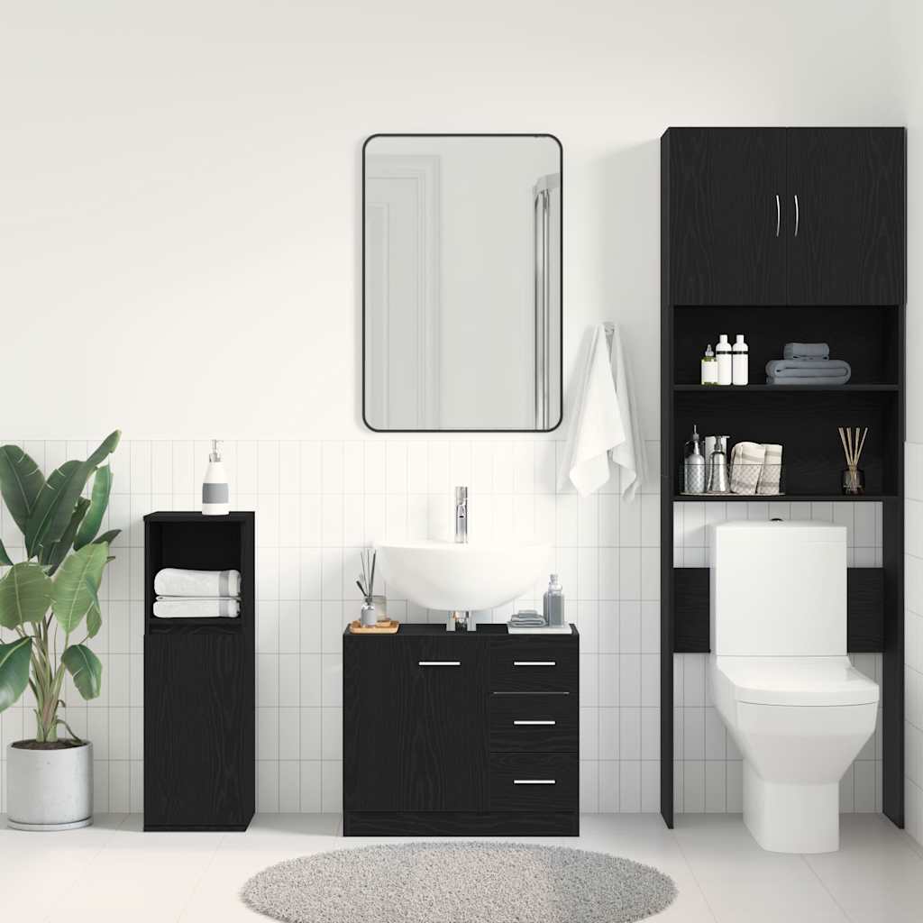 Ντουλάπι Νιπτήρα Μαύρο Δρυς 63x30x54 εκ. από Τεχνητό Ξύλο - Pakobazaar