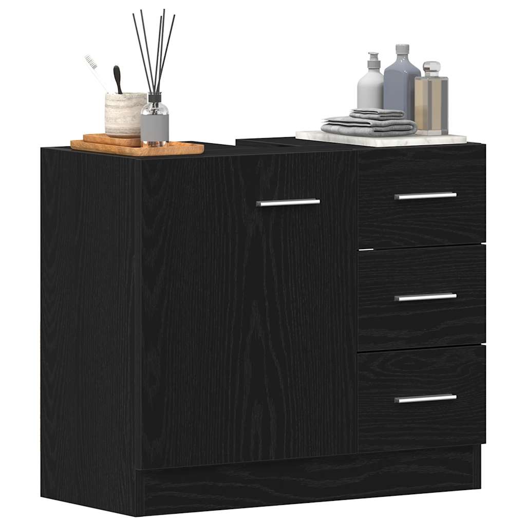 Ντουλάπι Νιπτήρα Μαύρο Δρυς 63x30x54 εκ. από Τεχνητό Ξύλο - Pakobazaar