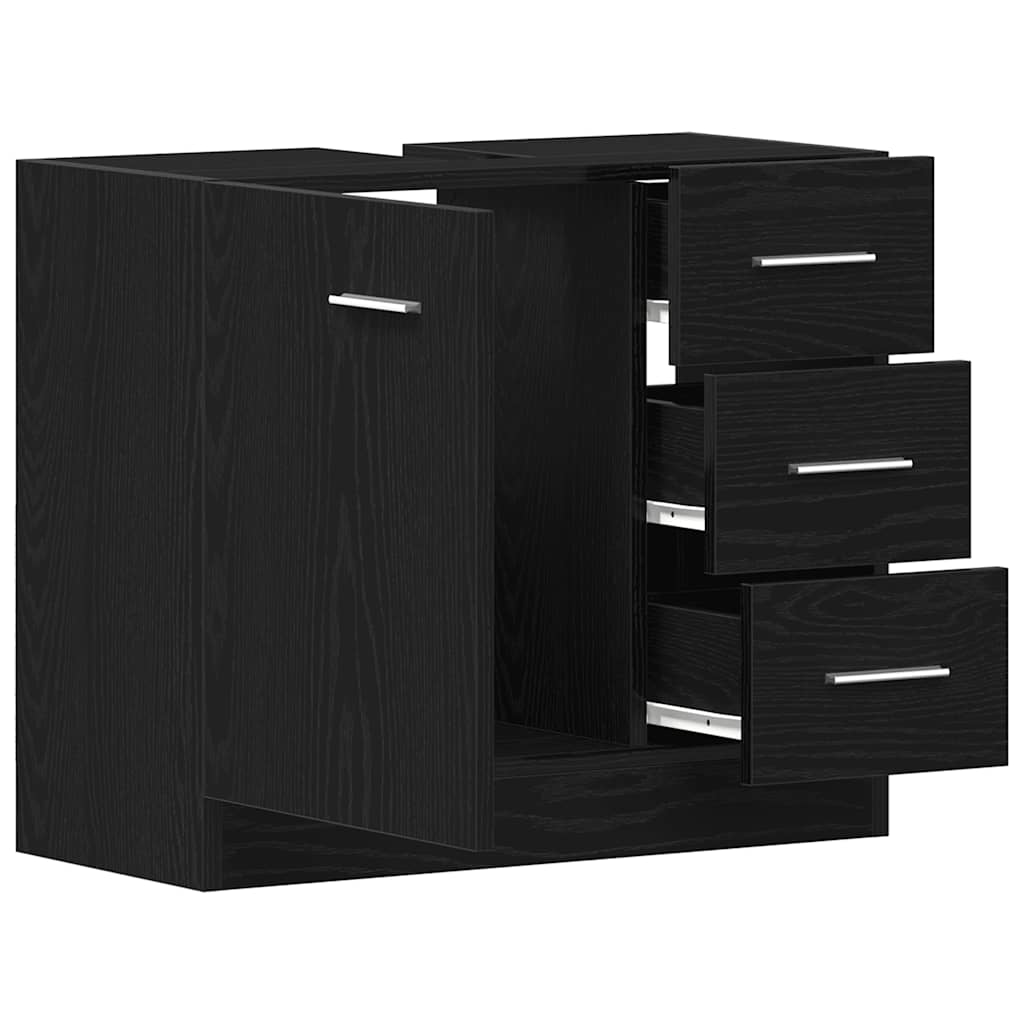 Ντουλάπι Νιπτήρα Μαύρο Δρυς 63x30x54 εκ. από Τεχνητό Ξύλο - Pakobazaar