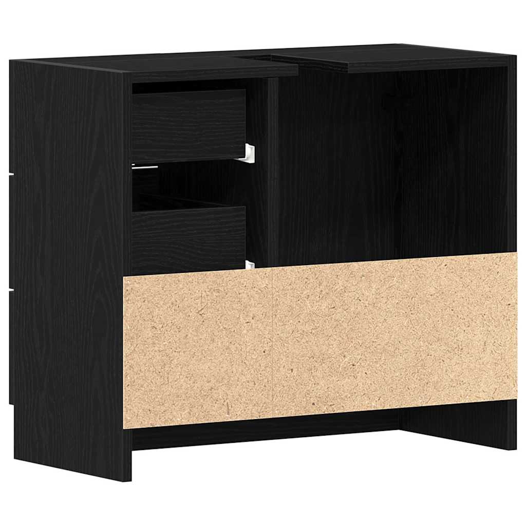 Ντουλάπι Νιπτήρα Μαύρο Δρυς 63x30x54 εκ. από Τεχνητό Ξύλο - Pakobazaar