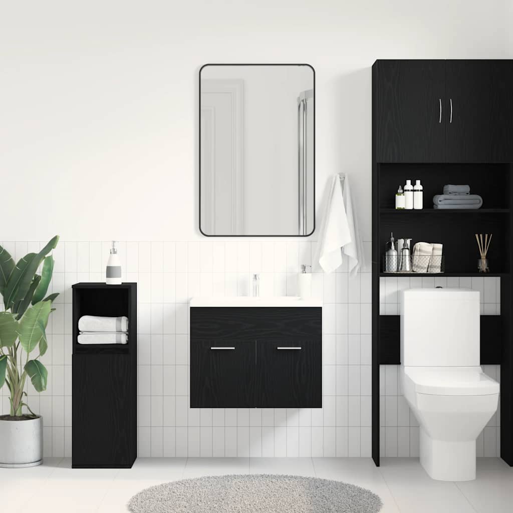 Ντουλάπι Νιπτήρα Μπάνιου Μαύρο Δρυς 60x38,5x46 εκ. από Τεχνητό Ξύλο - Pakobazaar