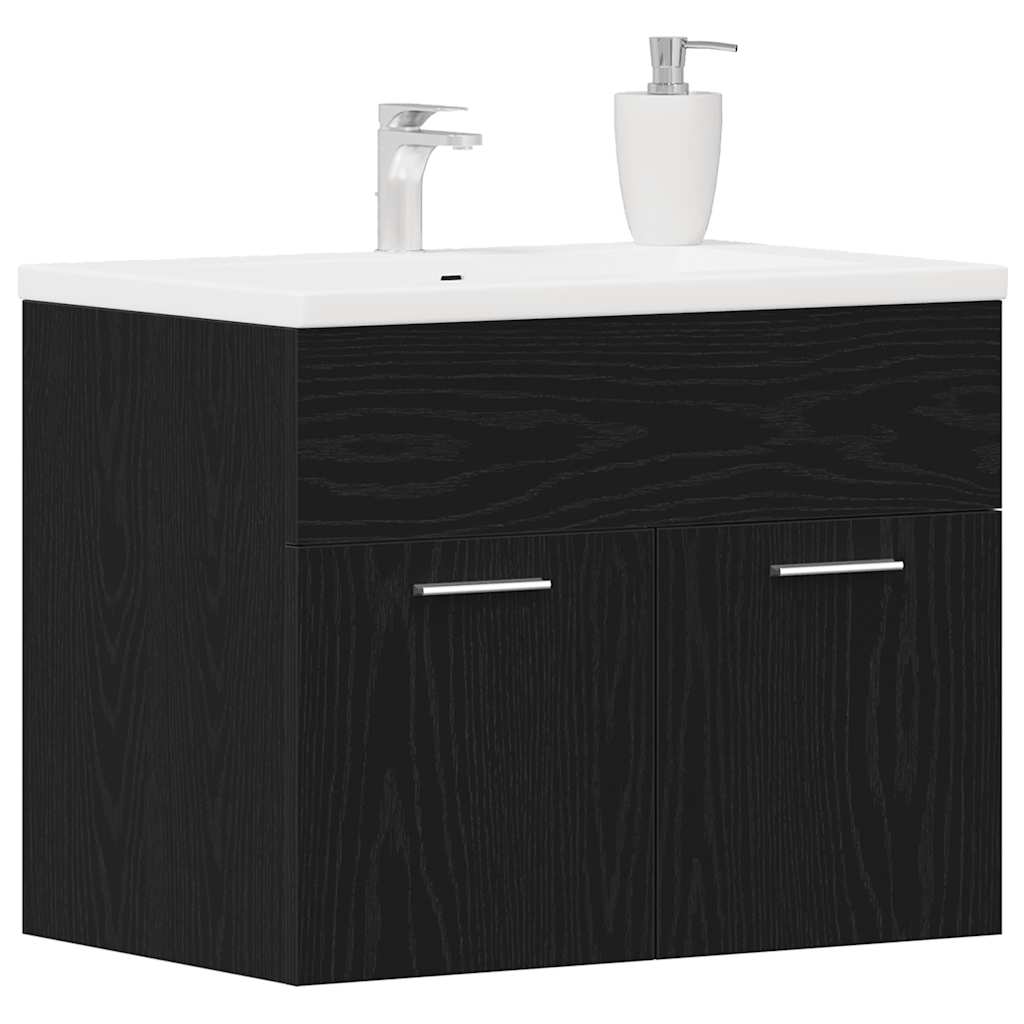 Ντουλάπι Νιπτήρα Μπάνιου Μαύρο Δρυς 60x38,5x46 εκ. από Τεχνητό Ξύλο - Pakobazaar