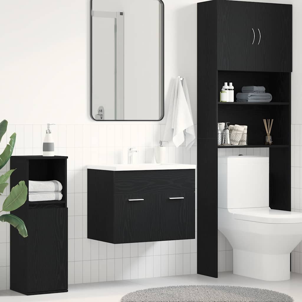 Ντουλάπι Νιπτήρα Μπάνιου Μαύρο Δρυς 60x38,5x46 εκ. από Τεχνητό Ξύλο - Pakobazaar