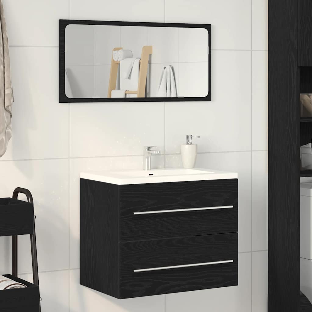 Ντουλάπι Νιπτήρα Μπάνιου Μαύρο Δρυς 60x38,5x48 εκ. από Τεχνητό Ξύλο - Pakobazaar