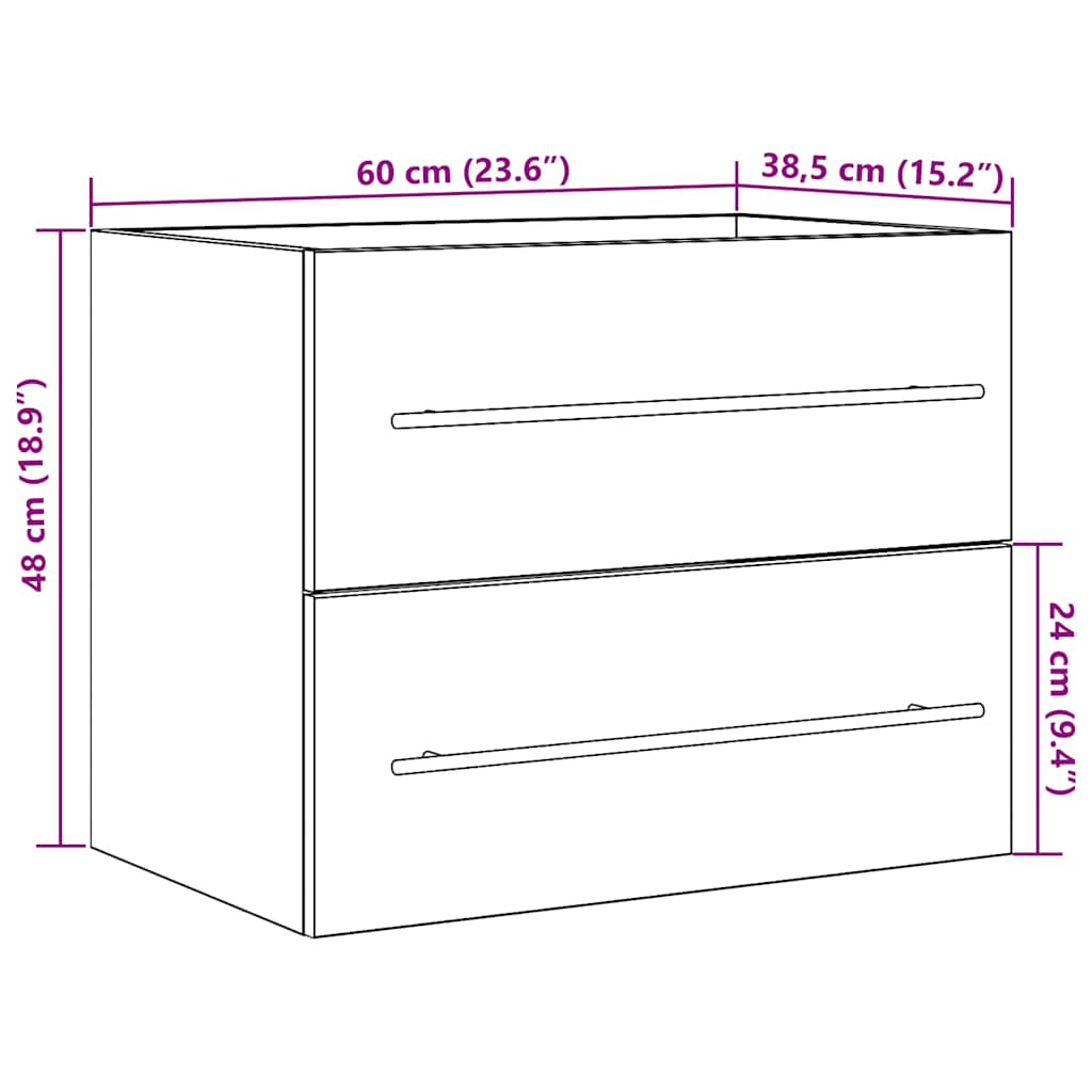 Ντουλάπι Νιπτήρα Μπάνιου Μαύρο Δρυς 60x38,5x48 εκ. από Τεχνητό Ξύλο - Pakobazaar