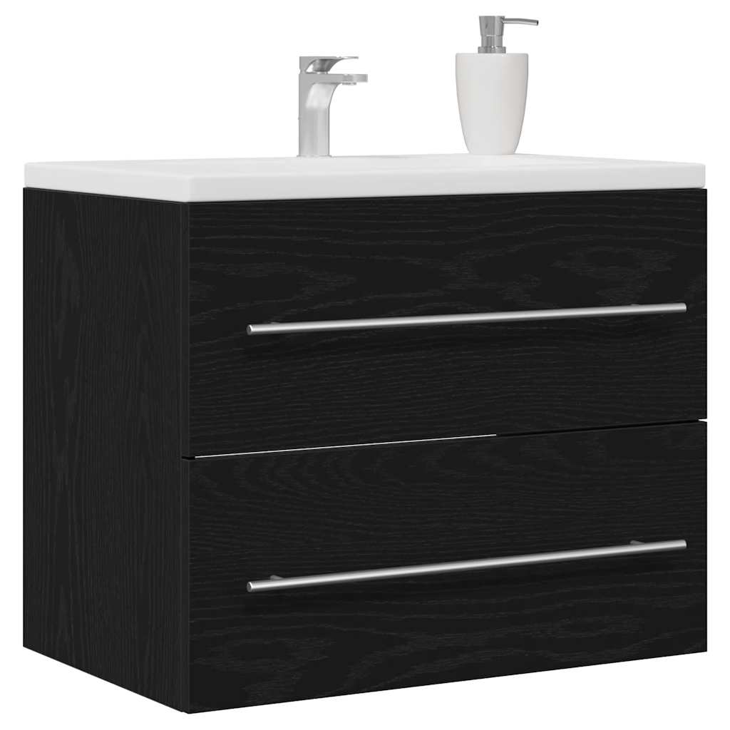 Ντουλάπι Νιπτήρα Μπάνιου Μαύρο Δρυς 60x38,5x48 εκ. από Τεχνητό Ξύλο - Pakobazaar
