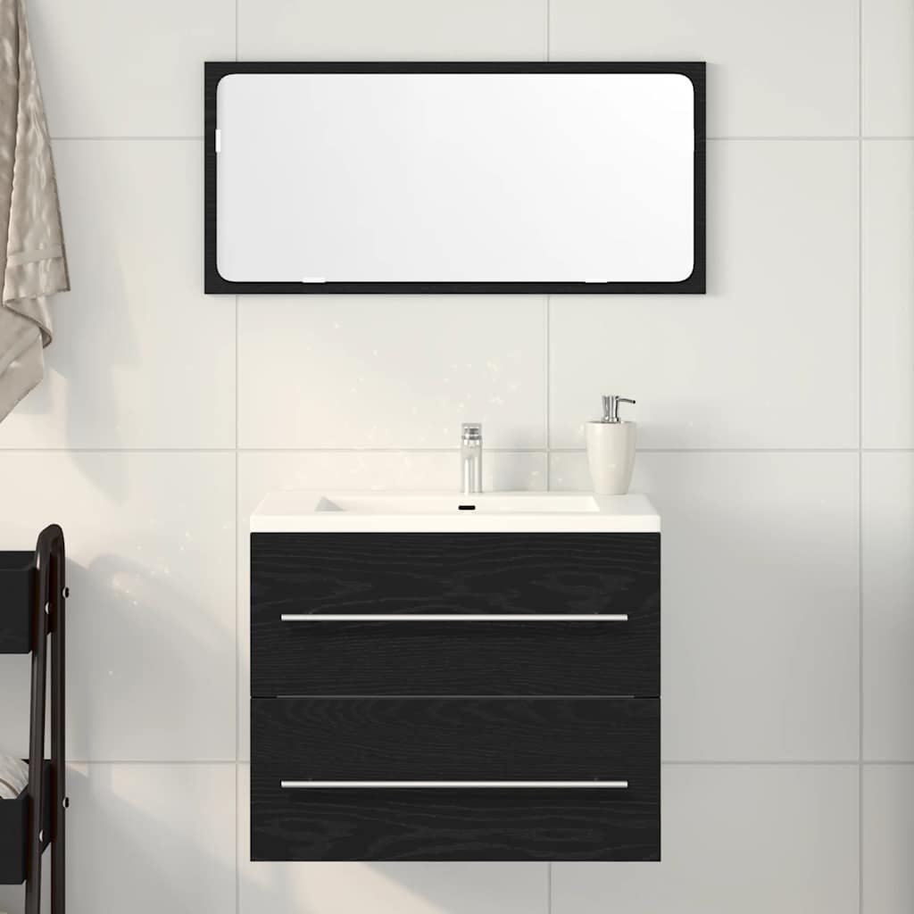 Ντουλάπι Νιπτήρα Μπάνιου Μαύρο Δρυς 60x38,5x48 εκ. από Τεχνητό Ξύλο - Pakobazaar