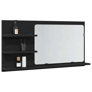 Ντουλάπι Καθρέφτη Μπάνιου Μαύρο Δρυς 90x11x45 εκ. από Τεχνητό Ξύλο