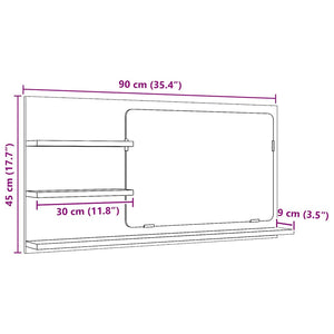 Ντουλάπι Καθρέφτη Μπάνιου Μαύρο Δρυς 90x11x45 εκ. από Τεχνητό Ξύλο