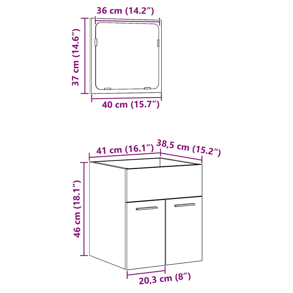 Σετ Επίπλων Μπάνιου 2Τεμαχίων Παλιό Ξύλο από Επεξεργασμένο Ξύλο - Pakobazaar