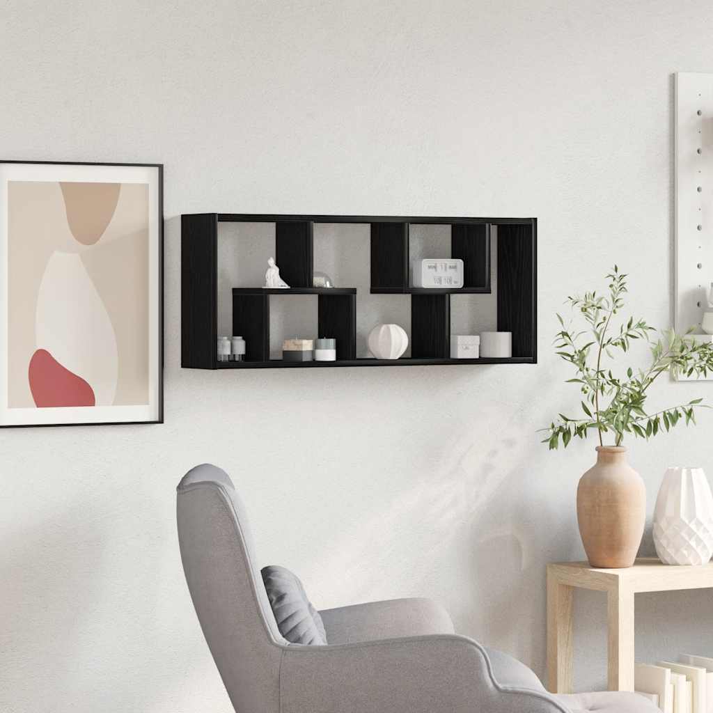 Ράφι Τοίχου Μαύρη Δρυς 36 x 16 x 90 εκ. από Τεχνητό Ξύλο - Pakobazaar