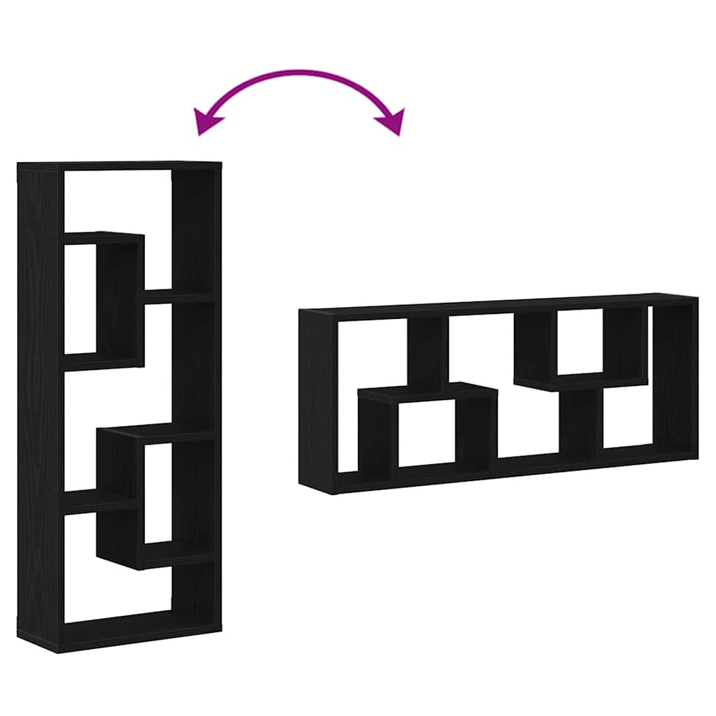 Ράφι Τοίχου Μαύρη Δρυς 36 x 16 x 90 εκ. από Τεχνητό Ξύλο - Pakobazaar