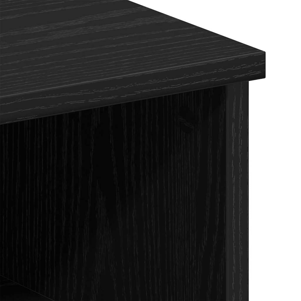 Κομοδίνο 2 pcs Μαύρη Οξυά 50 x 32 x 60 εκ. Επεξεργασμένο ξύλο