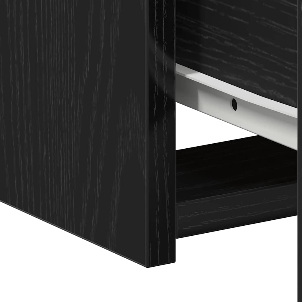 Κομοδίνο 2 pcs Μαύρη Οξυά 50 x 32 x 60 εκ. Επεξεργασμένο ξύλο