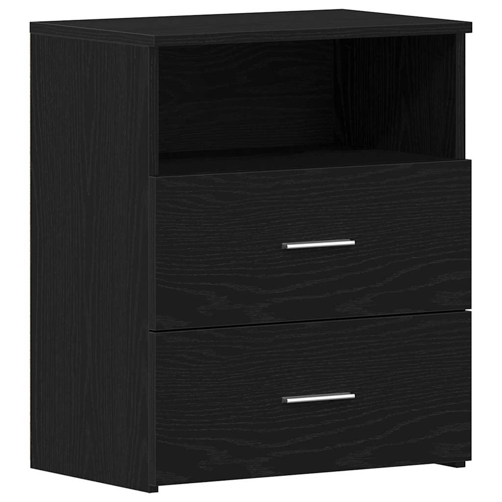 Κομοδίνο 2 pcs Μαύρη Οξυά 50 x 32 x 60 εκ. Επεξεργασμένο ξύλο