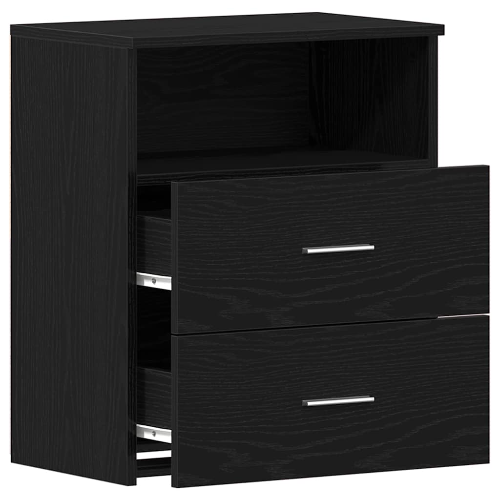 Κομοδίνο 2 pcs Μαύρη Οξυά 50 x 32 x 60 εκ. Επεξεργασμένο ξύλο