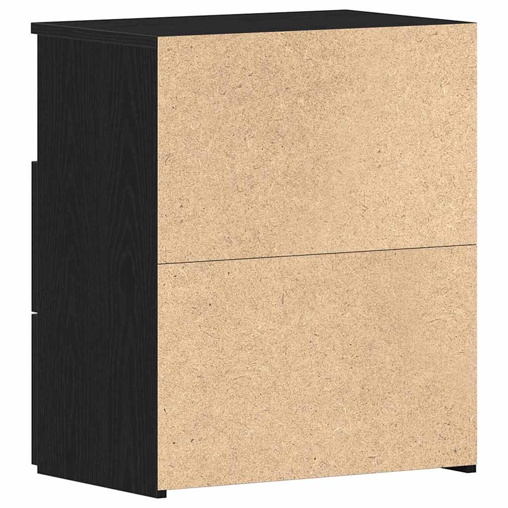 Κομοδίνο 2 pcs Μαύρη Οξυά 50 x 32 x 60 εκ. Επεξεργασμένο ξύλο