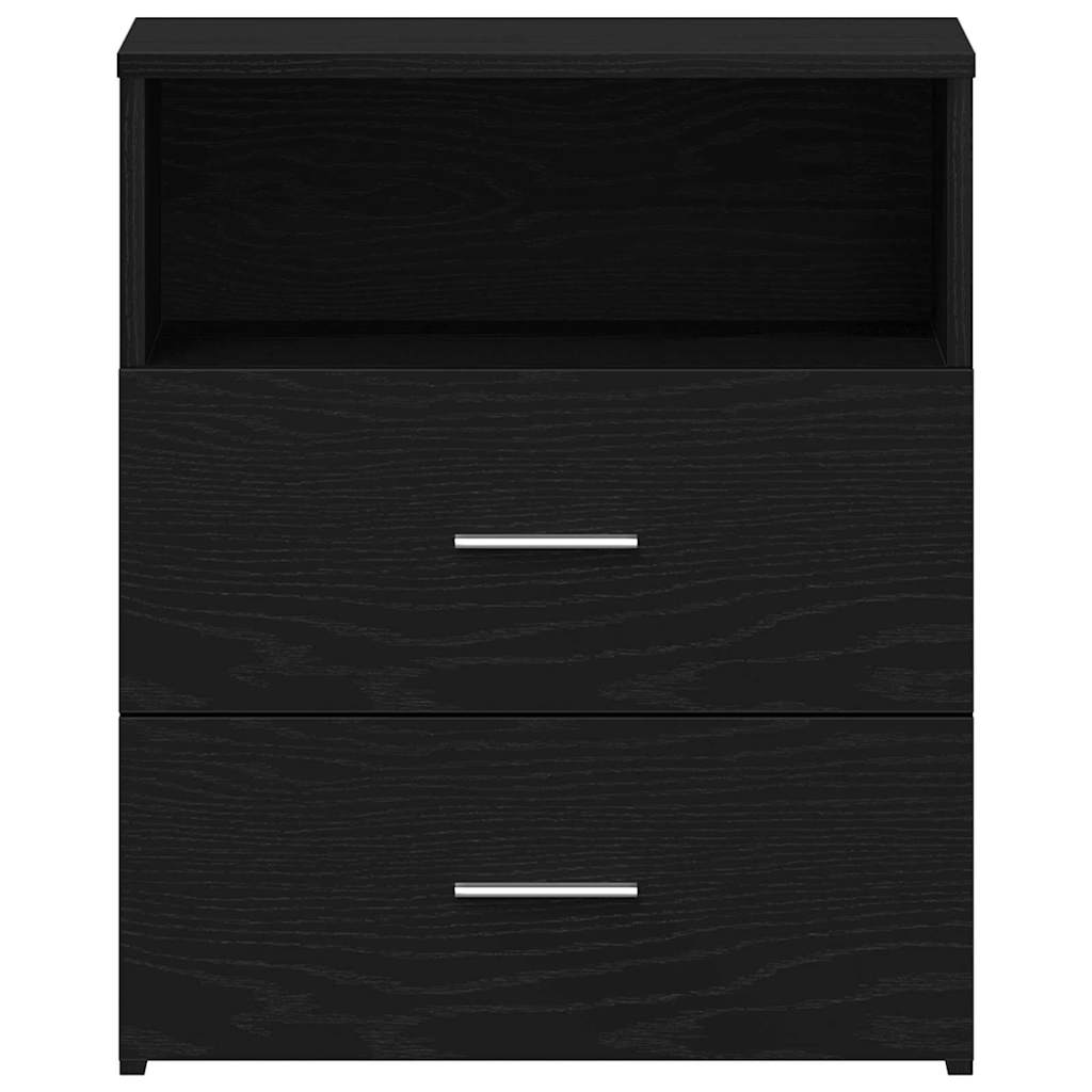 Κομοδίνο 2 pcs Μαύρη Οξυά 50 x 32 x 60 εκ. Επεξεργασμένο ξύλο