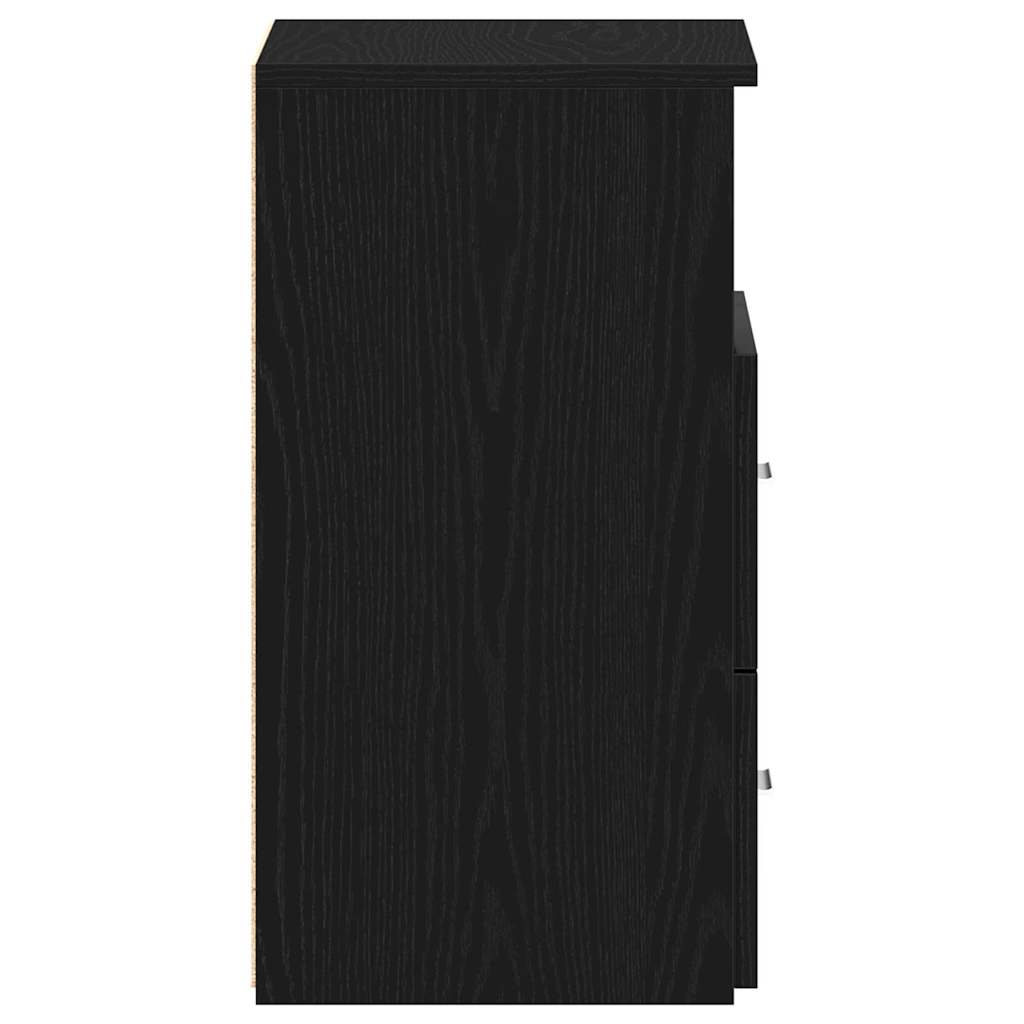 Κομοδίνο 2 pcs Μαύρη Οξυά 50 x 32 x 60 εκ. Επεξεργασμένο ξύλο