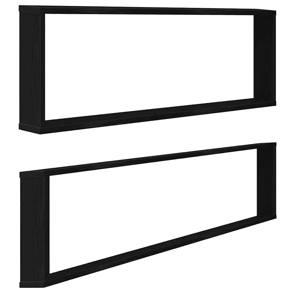 Ράφια κύβων τοίχου 2 τεμάχια Μαύρη βελανιδιά 100x15x30 cm - Pakobazaar