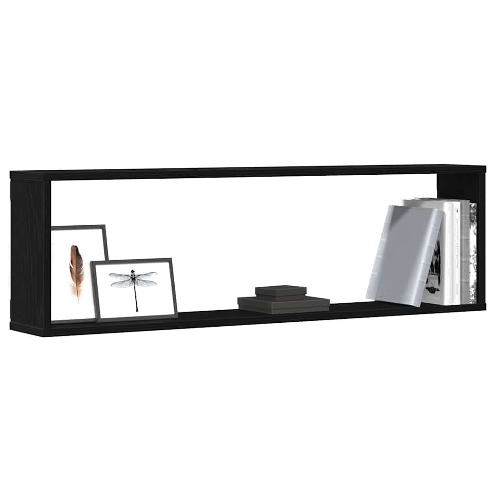 Ράφια κύβων τοίχου 2 τεμάχια Μαύρη βελανιδιά 100x15x30 cm - Pakobazaar