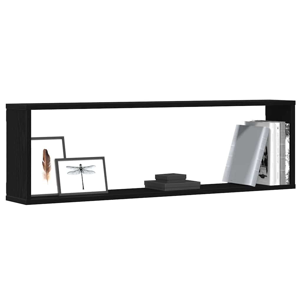 Ράφια κύβων τοίχου 4 τεμάχια Μαύρη βελανιδιά 100x15x30 cm