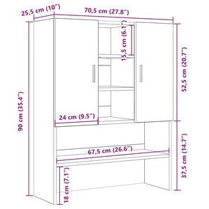 Ντουλάπι Πλυντηρίου Μαύρη Δρυς 70,5 x 25,5 x 90 εκ. - Pakobazaar