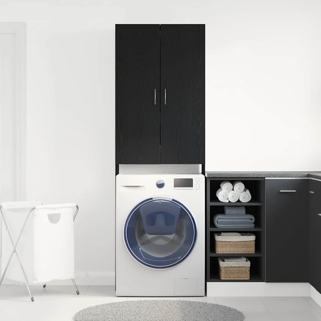 Ντουλάπι Πλυντηρίου Ρούχων Μαύρο Δρυς 64x25,5x190 εκ. - Pakobazaar