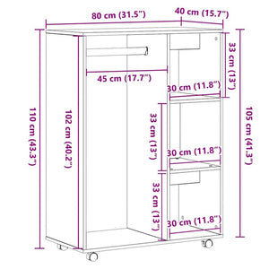 Ντουλάπα Μαύρη Δρυς 80x40x110 εκ. από Τεχνητό Ξύλο - Pakobazaar