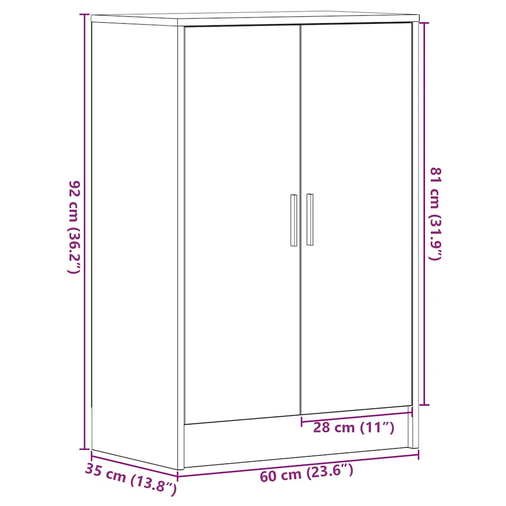 Παπουτσοθήκη Μαύρη βελανιδιά 60x35x92 εκ. Επεξεργασμένο Ξύλο - Pakobazaar