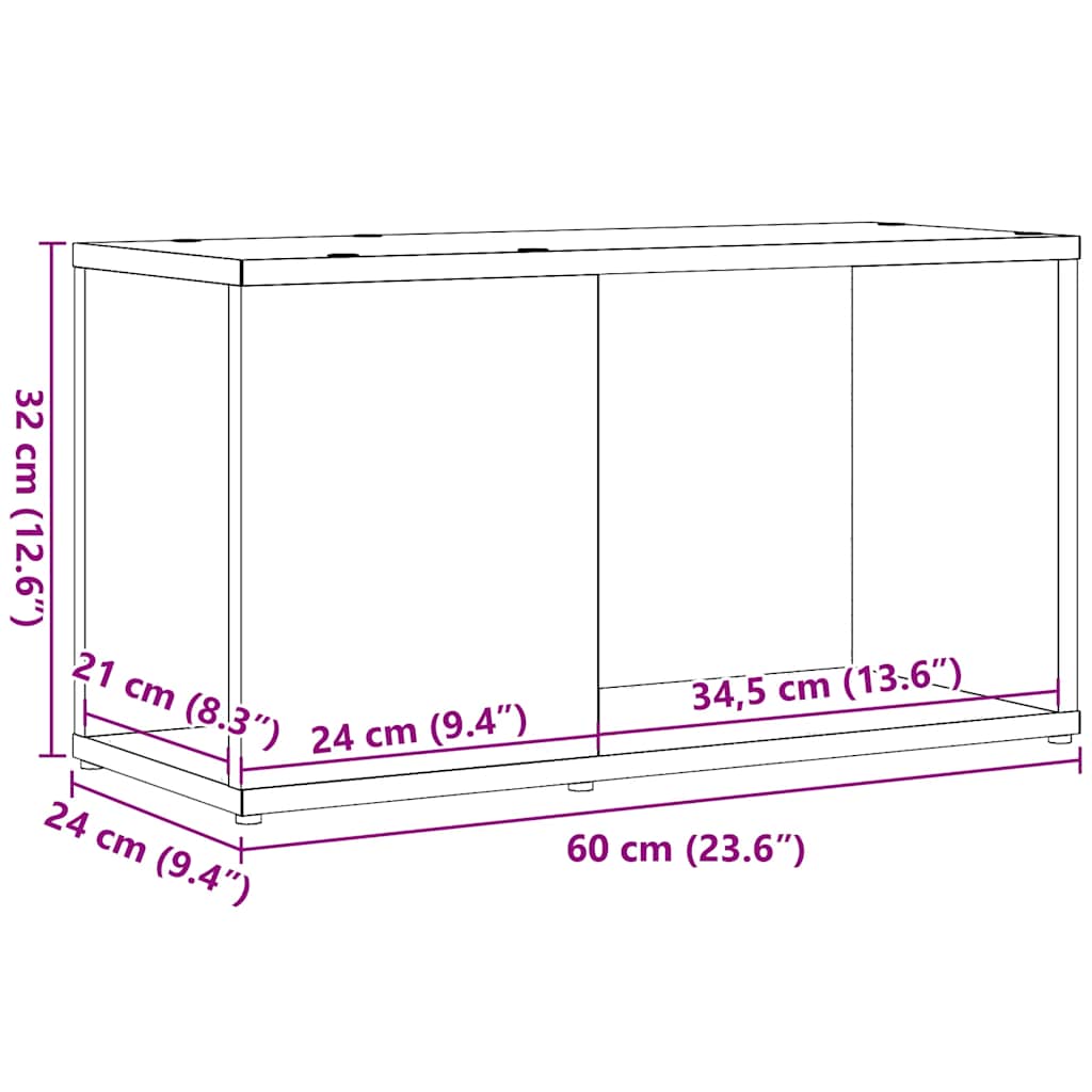Έπιπλο Τηλεόρασης Μαύρο Δρυς 60x24x32 εκ. από Τεχνητό Ξύλο - Pakobazaar