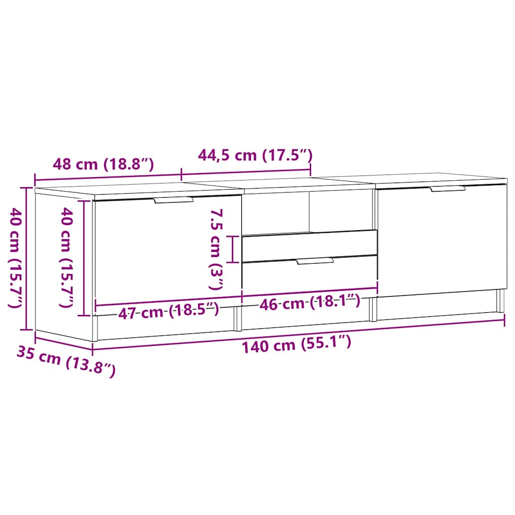 Ντουλάπι TV με συρτάρι 140 x 35 x 40 εκ Επεξεργασμένο ξύλο