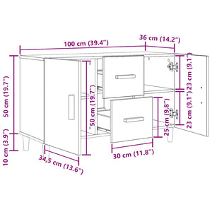 Μπουφές Μαύρος Δρυς 100x36x60 εκ. από Τεχνητό Ξύλο - Pakobazaar