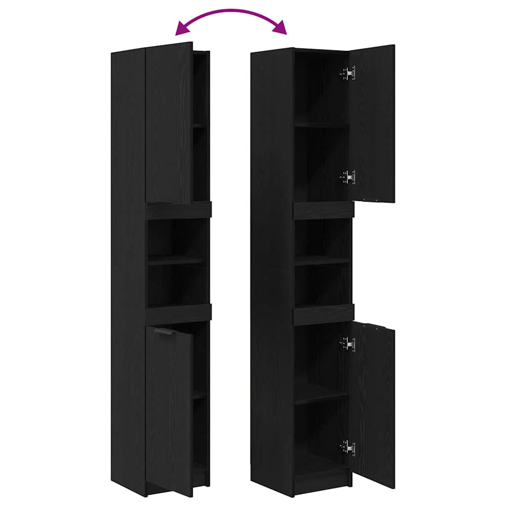 Ντουλάπι Μπάνιου με ράφι Μαύρη δρυς 32 x 34 x 188,5 εκ. - Pakobazaar