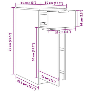 Γραφείο Ντουλάπι 33 x 50 x 75 εκ. Επεξεργασμένο Ξύλο Μαύρη Οξυά