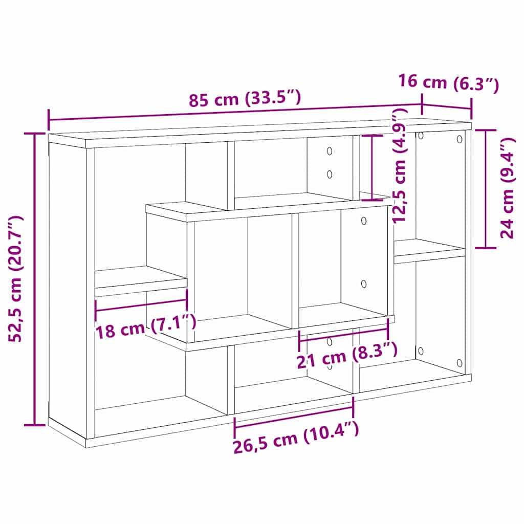 Ράφι Τοίχου Μαύρη Οξυά 85 x 16 x 52,5 εκ Επεξεργασμένο ξύλο